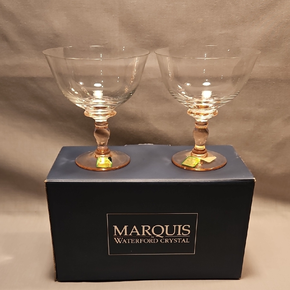 Qty. 2 - Vintage Marquis Waterford Crystal Bermuda Pink Fruit Dish